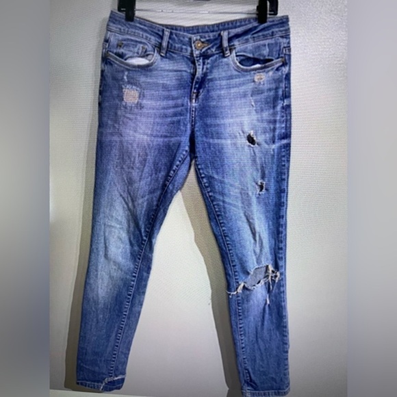 Zara Basic Womens Z1975 Blue Distressed Slim Jeans Size 6 - Picture 1 of 13